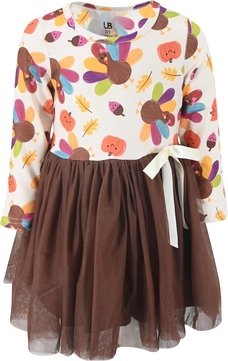 thanksgiving colored turkey girls long sleeve fall thanksgiving tutu b0fcm6gjzx