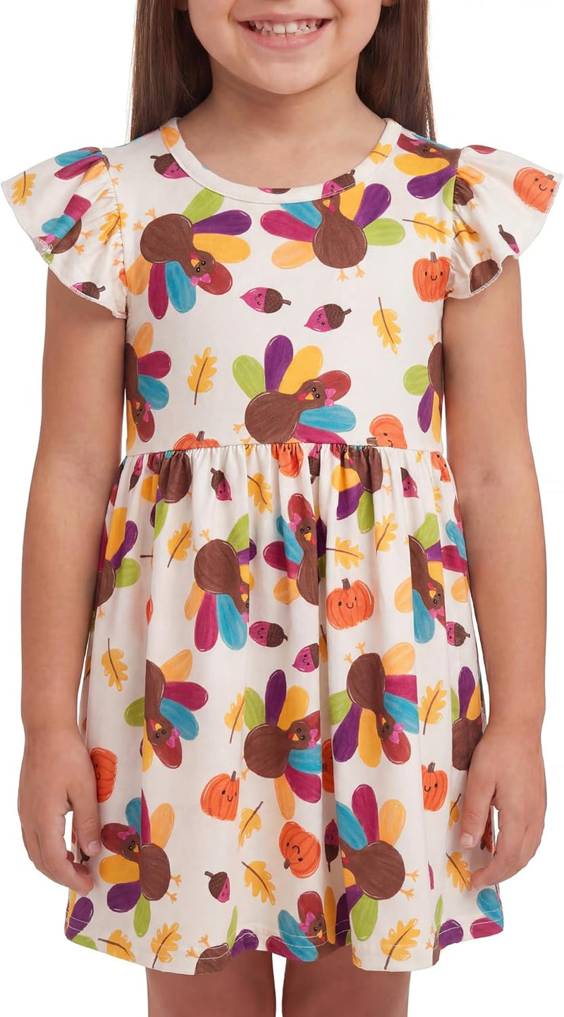 thanksgiving colored turkey girls short sleeve dress thanksgiving fa b0fcm639k4
