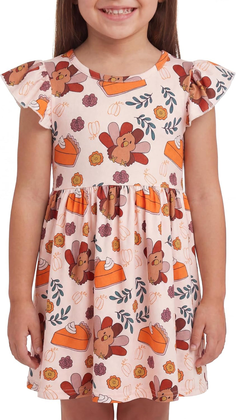 thanksgiving floral turkey girls short sleeve dress thanksgiving fa b0fcm3v9fl