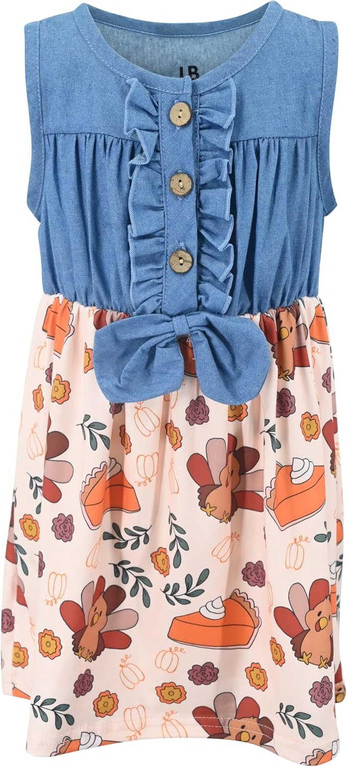 thanksgiving floral turkey girls sleeveless thanksgiving dress outf b0fcm8gvdh