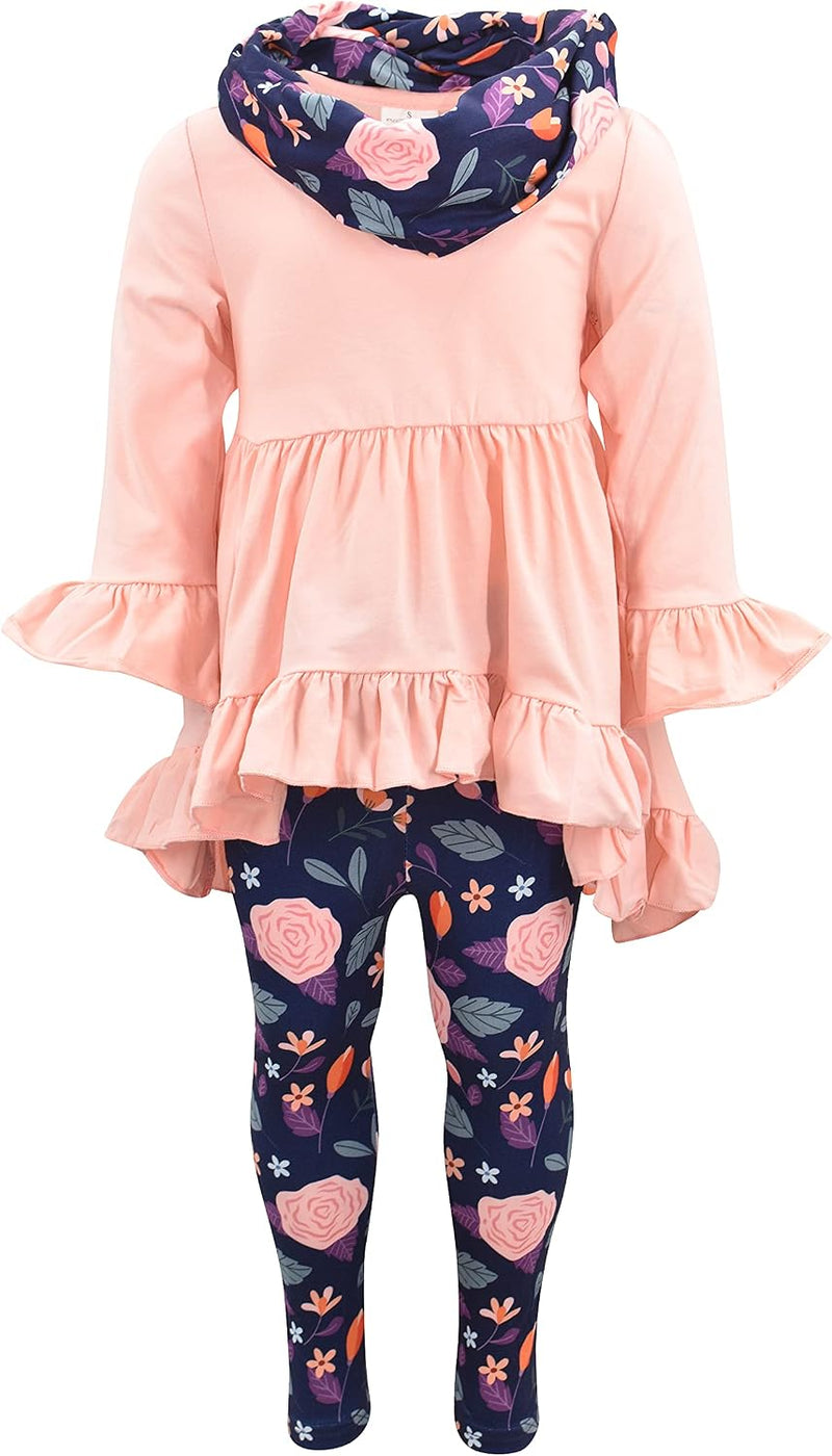 thanksgiving flower girls pink flower fall 3pc legging set 7 b0991jlyrr
