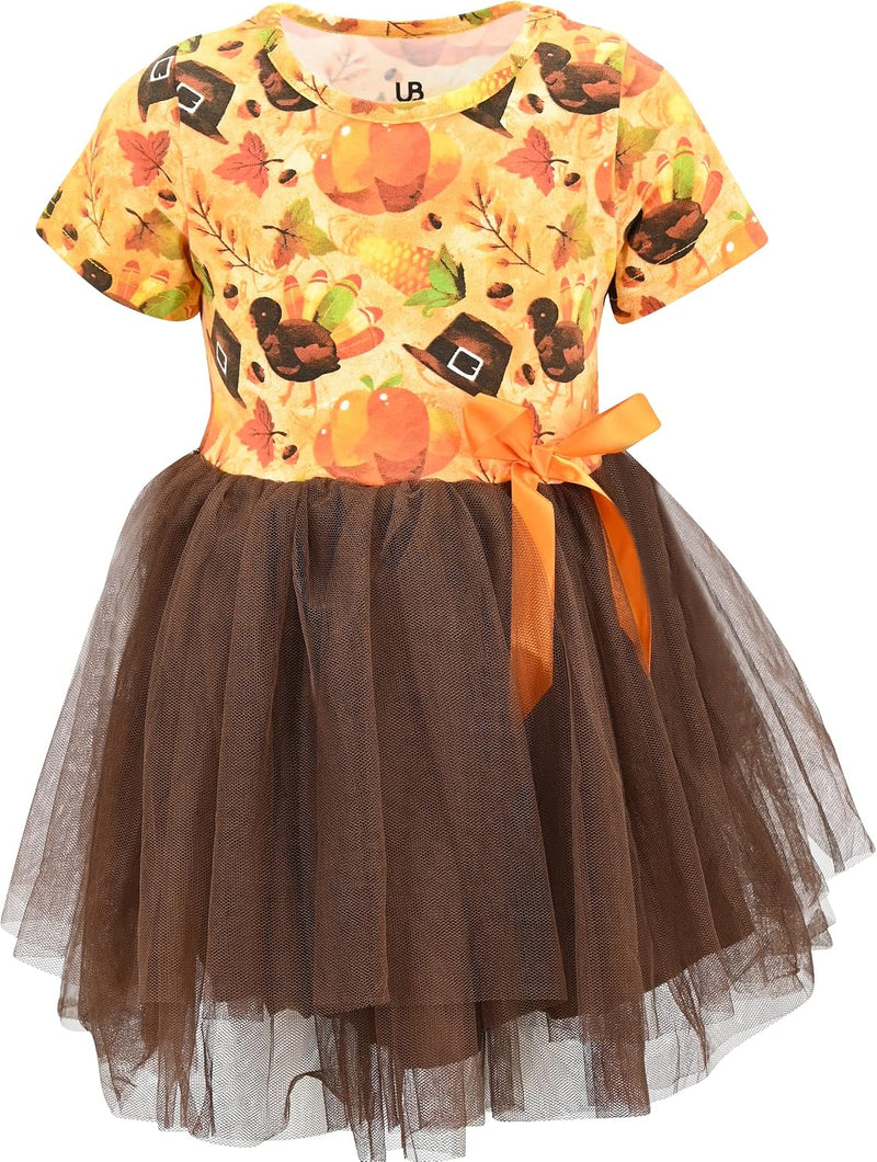 thanksgiving pilgrim feast girls short sleeve tulle tutu dresses fo b0b3kq6ymk