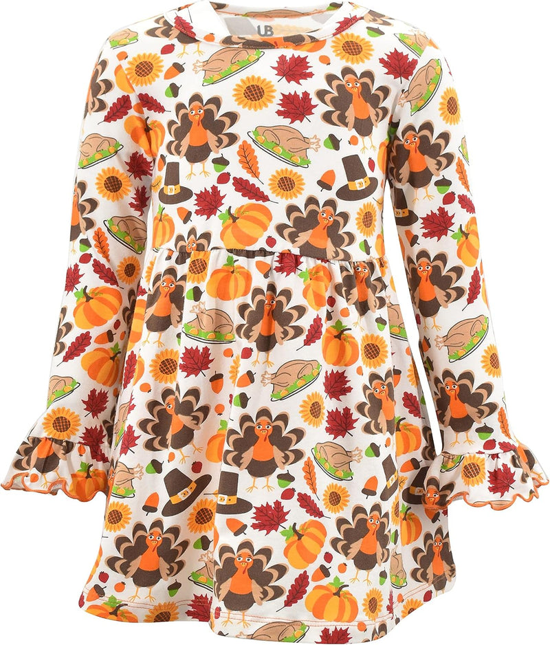 thanksgiving pilgrim print girls long sleeve ruffled dresses for to b09fjd6c46