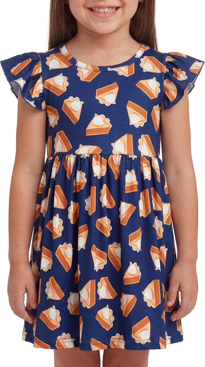 thanksgiving pumpkin pie blue girls petal sleeve thanksgiving dress ou b0dc6q9bxj