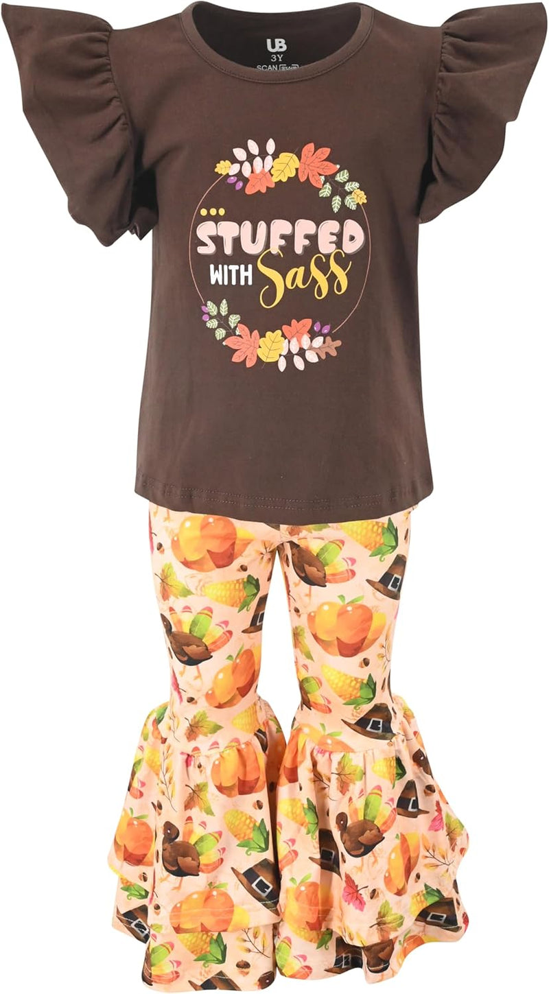 thanksgiving stuffed with sass girls 2 piece ruffled stuffed sass thank b0b3jxdzcn