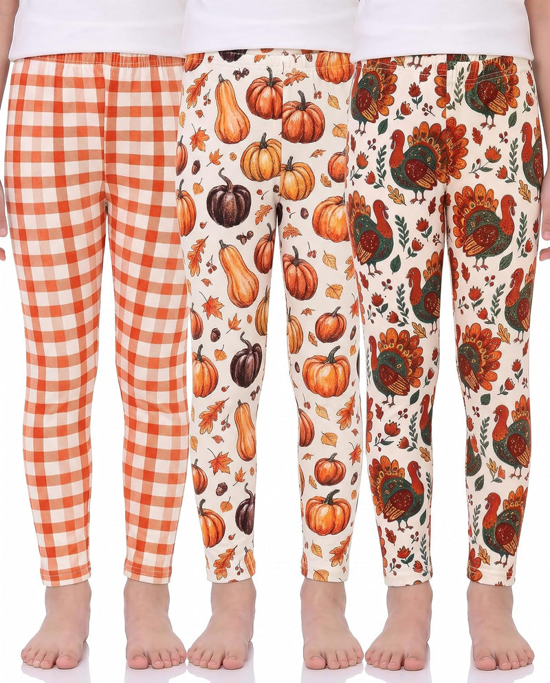 thanksgiving thanksgiving girls thanksgiving leggings 3 pack gourd b0h4h3y5bx