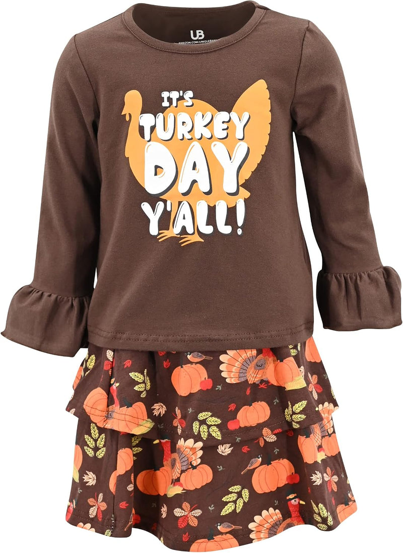 thanksgiving turkey day y all girls 2 piece skirt set turkey day thank b0b3jwl993