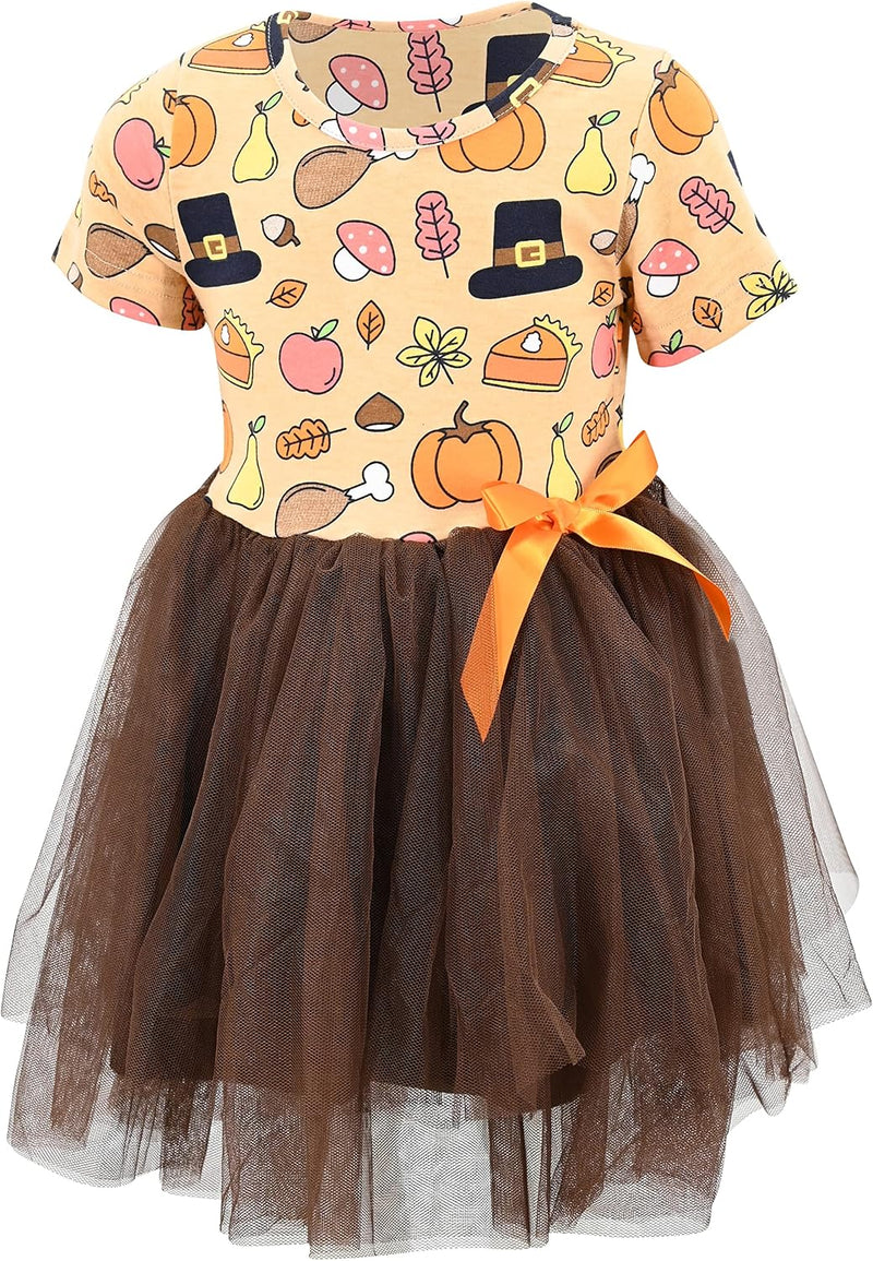 thanksgiving turkey leg girls short sleeve tulle tutu dresses fo b0b3jt4r1c