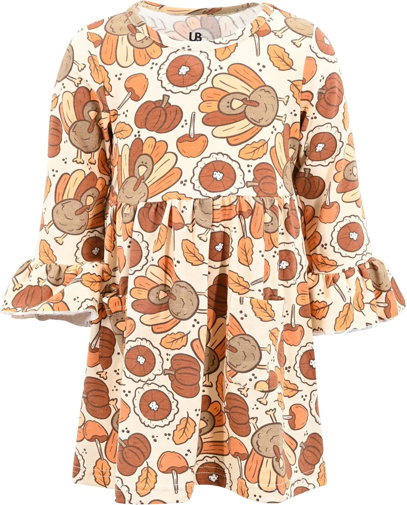 thanksgiving turkey pie girls long sleeve ruffled dresses for to b0b3kbn59j