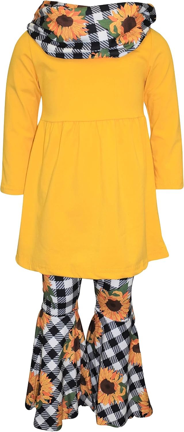thanksgiving yellow toddler girls fall checkered sunflower 3 b089n7n52z