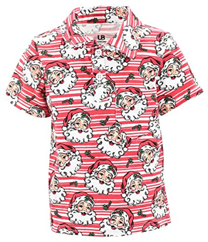 Boys Smiley Santa Christmas Collared Polo Shirt Clothes - Unique Baby Shop - Christmas
