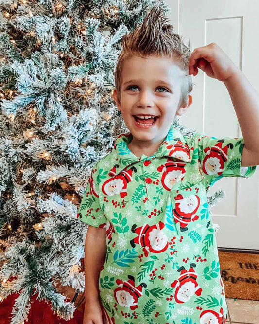 Boys Toddler Kids Christmas Party Dinner Polo Dress Shirt - Unique Baby Shop - Christmas