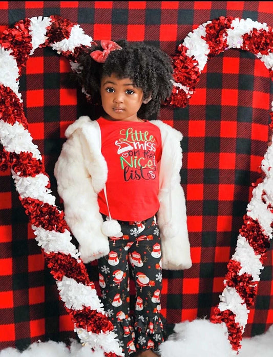 Christmas Holiday Party Outfit for Big Girls and Toddlers - Little Miss Nice List Legging Set - Unique Baby Shop - Christmas