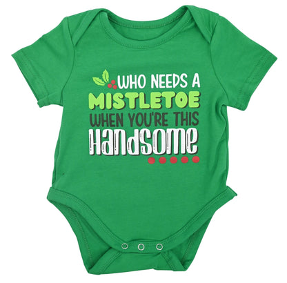 Infant 'Mistletoe Not Required' Outfit Set - Green Onesie with Christmas Tree Pants - Sizes NB to 24M - Unique Baby Shop - Christmas