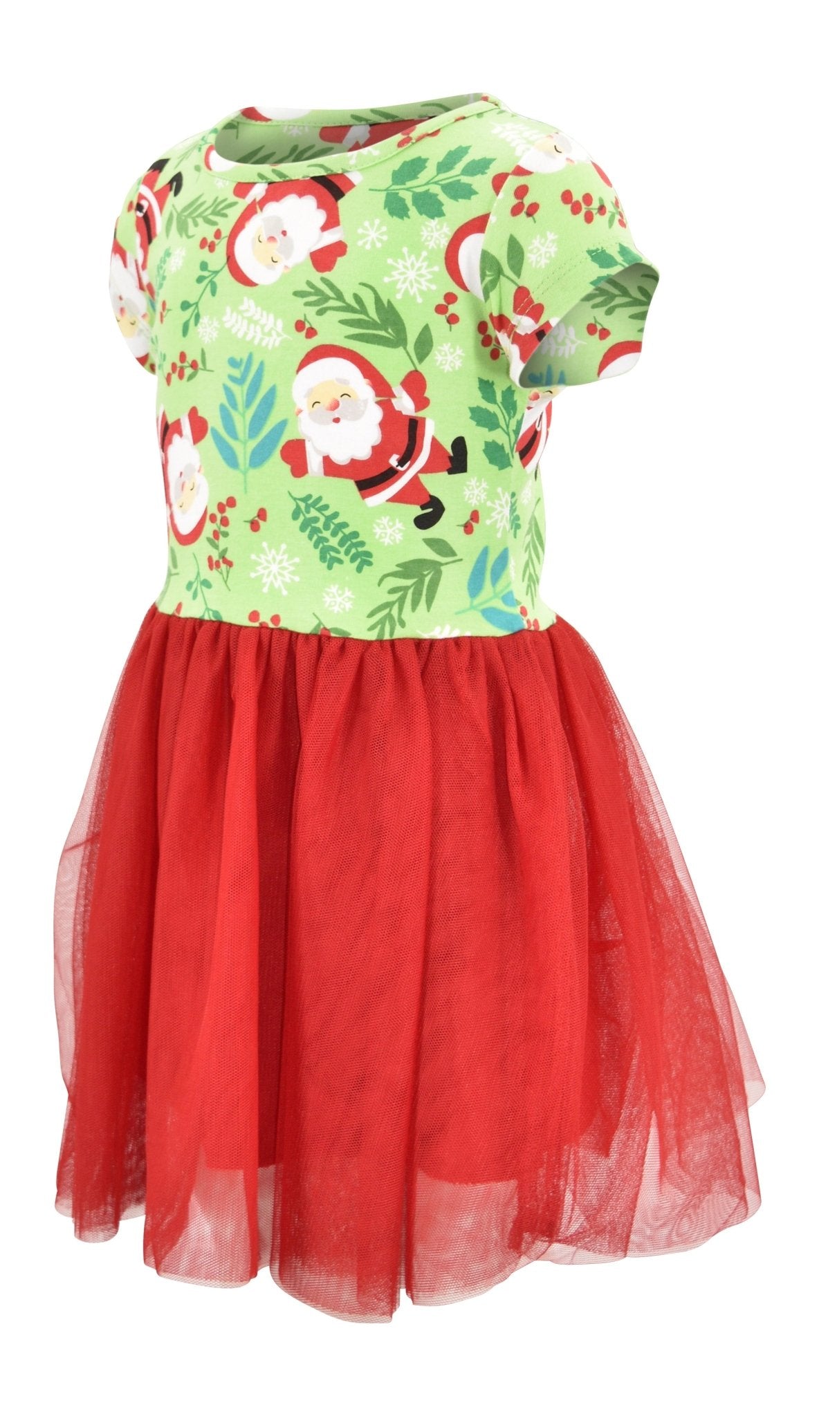 Toddler and Big Girls Christmas Santa Red and Green Dinner Party Tutu Dress - Unique Baby Shop - Christmas