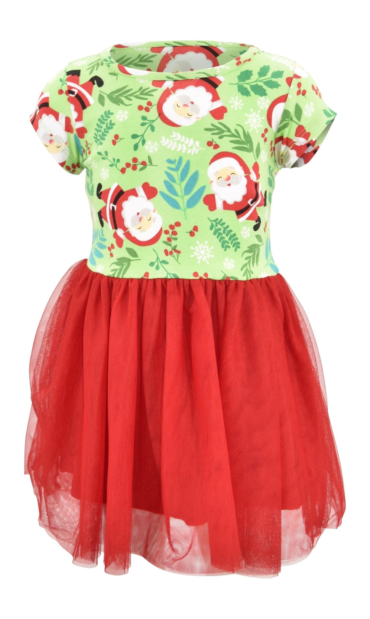 Toddler and Big Girls Christmas Santa Red and Green Dinner Party Tutu Dress - Unique Baby Shop - Christmas