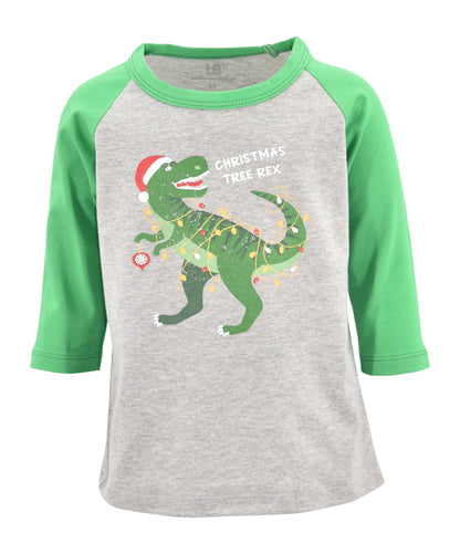 Toddler Kids Boys Christmas Tree Rex Dinosaur T-Shirt - Unique Baby Shop - Christmas