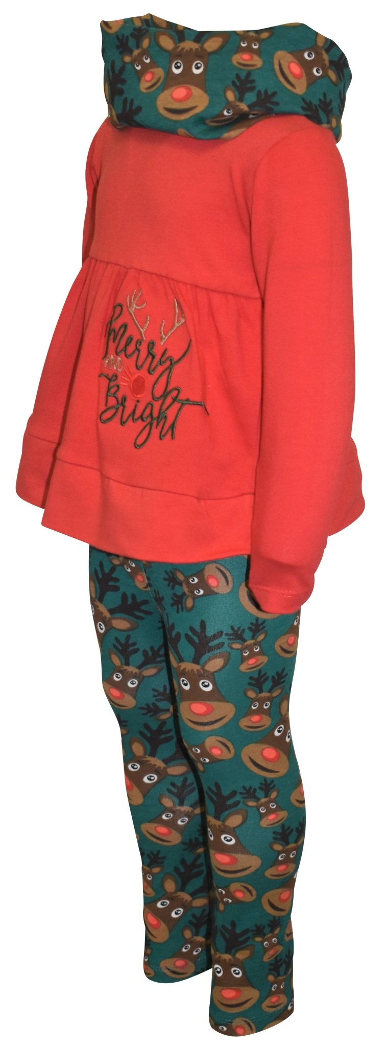 Toddler Kids Girls 3pc Legging Set Merry and Bright Christmas Party Outfit - Unique Baby Shop - Christmas