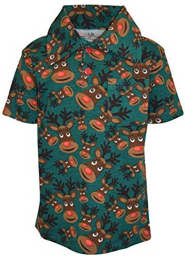 Unique Baby Boys Green Reindeer Collared Christmas Polo T Shirt - Unique Baby Shop - Christmas