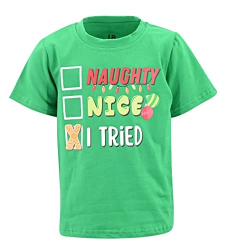 Unique Baby Boys Naughty Nice I Tried Kids Christmas Shirt Clothes - Unique Baby Shop - Christmas