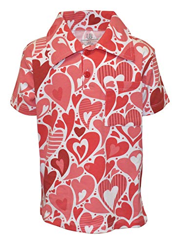 Unique Baby Boys Valentines Day Wavy Hearts Polo Shirt - Unique Baby Shop - Valentine