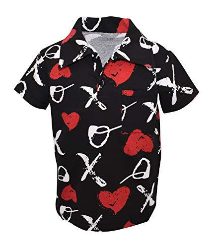 Unique Baby Boys Valentine's Day XOX Print Polo Pullover Shirt - Unique Baby Shop - Valentine