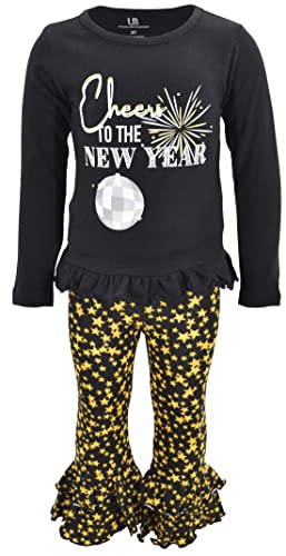 Unique Baby Girls 2 Piece Cheers To New Year Ruffle Legging Set - Unique Baby Shop - New Years