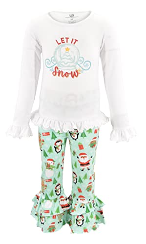 Unique Baby Girls 2 Piece Christmas Let It Snow Ruffle Outfit - Unique Baby Shop - Christmas
