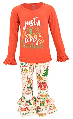 Unique Baby Girls 2 Piece Loves Christmas Ruffle Legging Set Outfit - Unique Baby Shop - Christmas