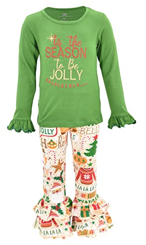 Unique Baby Girls 2 Piece Season To Be Jolly Santa Ruffe Outfit - Unique Baby Shop - Christmas