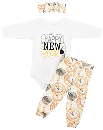 Unique Baby Girls 3 Piece Happy New Year Embroidery Layette Set - Unique Baby Shop - New Years