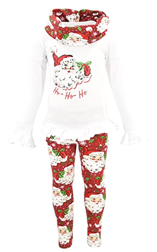 Unique Baby Girls 3 Piece Retro Santa Ho Ho ho Legging Set Outfit - Unique Baby Shop - Christmas