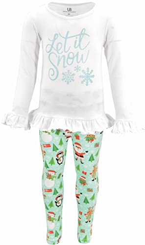 Unique Baby Girls Christmas Glitter Let it Snow Legging Set Outfit - Unique Baby Shop - Christmas