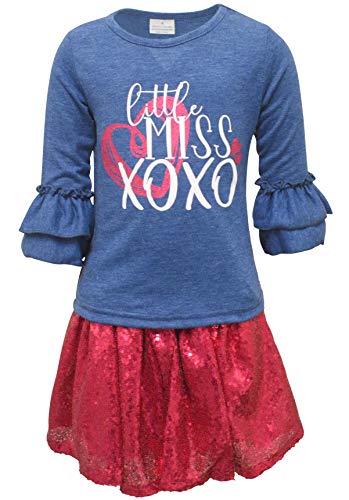 Unique Baby Girls Little Miss Sequin Skirt Valentines Day Outfit - Unique Baby Shop - Valentine