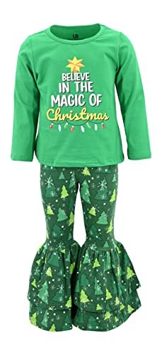 Unique Baby Girls Magic Of Christmas Flare Pants Christmas Outfit Clothes - Unique Baby Shop - Christmas