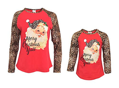Unique Baby Girls Mommy and Me Leopard Print Santa Shirts - Unique Baby Shop - Christmas