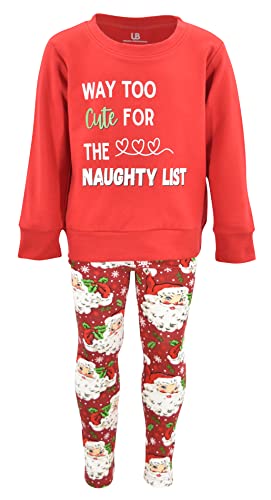 Unique Baby Girls Too Cute For Naughty List Santa Legging Set Outfit - Unique Baby Shop - Christmas