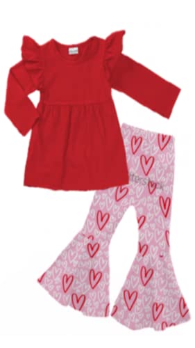 Unique Baby Girls Valentines Day Bell Bottom Hearts Legging Set - Unique Baby Shop - Valentine