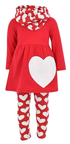 Unique Baby Girls Valentine's Day Double Hearts Legging Set (5T/L, Red) - Unique Baby Shop - Valentine