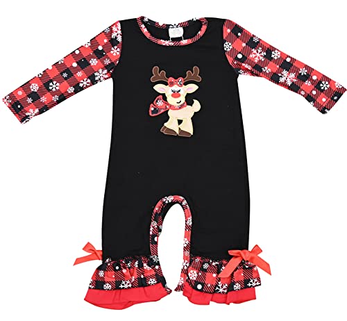 Unique Baby Reindeer Embroidered Long Sleeve Romper - Unique Baby Shop - Christmas