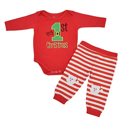 Unique Baby Unisex My 1st Christmas Romper Outfit Santa Layette Set - Unique Baby Shop - Christmas
