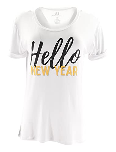 Unique Baby Womens Hello New Year Party Tank Top T Shirt - Unique Baby Shop - New Years